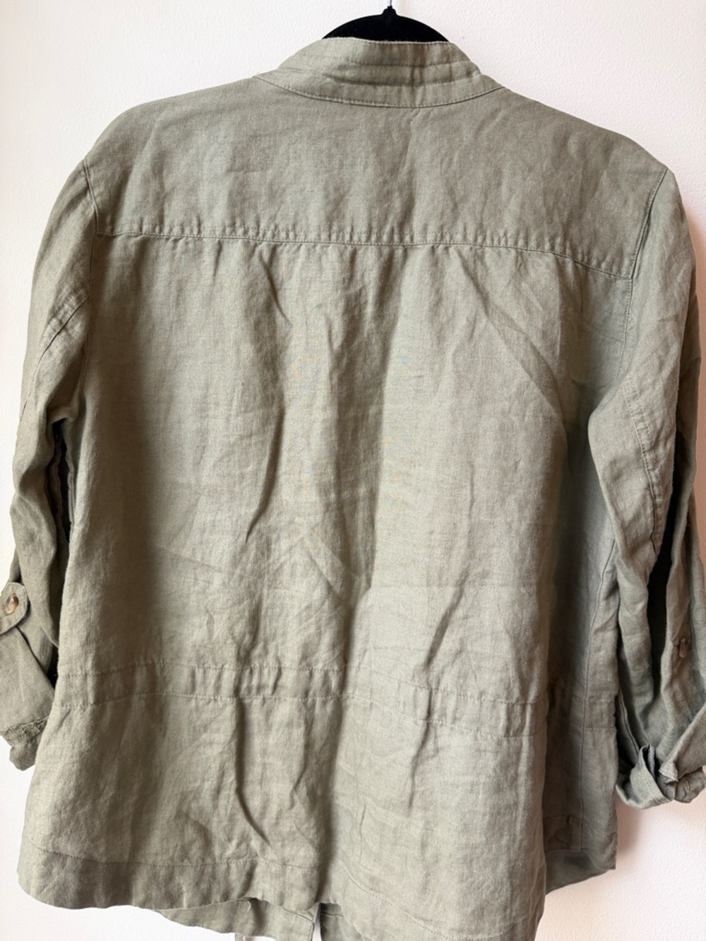 Cynthia Rowley Olive Green Drawstring Utility Linen Jacket - Picture 6 of 6